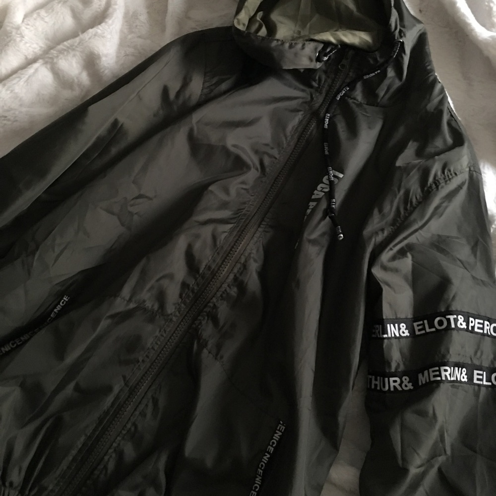 Army green windbreaker